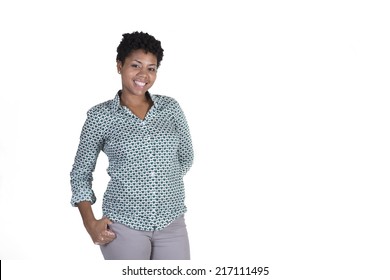 Attractive Young Black Woman Smiling Isolated On White