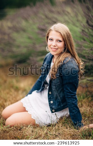 Similar – Pretty blonde girl with fur coat