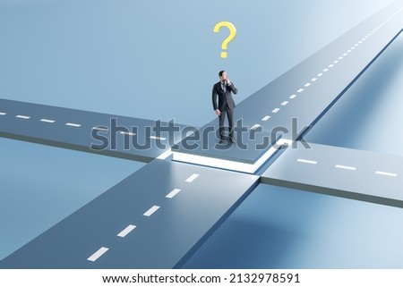 Similar – Image, Stock Photo Directional decision | on the road again