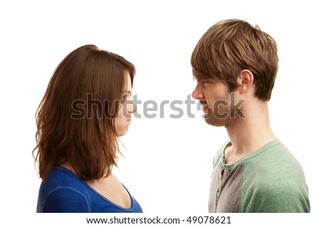 Similar – Man and woman face each other