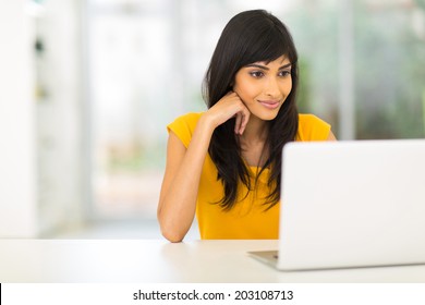 Attractive Young Indian Woman Looking Laptop Stock Photo 203108713 