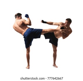 Attractive Young Kickboxers Fighting On White Stock Photo 777642667 ...