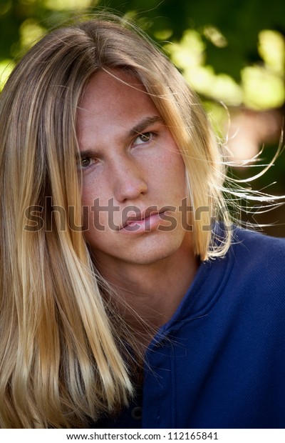 Attractive Young Man Long Hair Stock Photo Edit Now 112165841