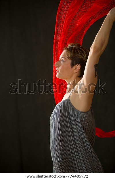 Attractive Young Woman Dancer Short Hair Stock Photo Edit Now