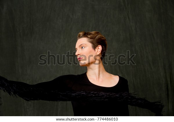 Attractive Young Woman Dancer Short Hair Stock Photo Edit Now