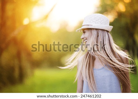 Similar – Image, Stock Photo young woman with blonde dreadlocks giggling