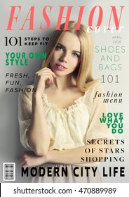 Attractive young woman on fashion magazine cover. Fashionable lifestyle concept. - Shutterstock ID 470889989