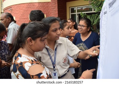 Atul Katariya School Students Celebrating Result Of Indian Certificate Of Secondary Education Exam. Gurugram, Haryana, India. May 14, 2018.