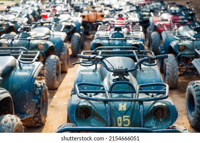 Atv Parking Lot With Many Atv Cars Lined Up Neatly