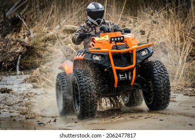 ATV, UTV, 4x4 Driving In Muddy Water