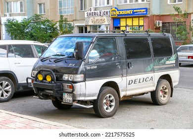 Atyrau, Kazakhstan - October 12, 2022: Offroad Van Mitsubishi Delica Star Wagon In The City Street.