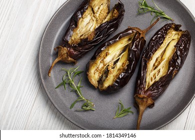 Aubergine - Oven Baked Eggplant On Plate