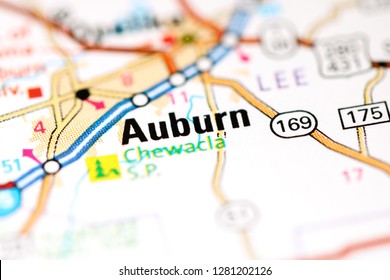 Auburn. Alabama. USA On A Map