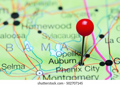 Auburn Pinned On A Map Of Alabama, USA
