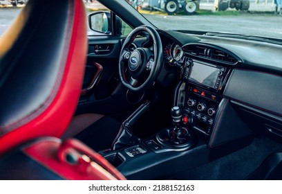 Auburn, WA, USA
August 5, 2022
Blue Subaru BRZ Showing The Black Interior Of The Car