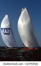 AUC - MARCH 1:Team Alinghi And Team NZ During The Americas Cup Of 2003 On March 01 2003 In Auckland New Zealand.It Was Contested Between Team NZ And The Winner Of The 2003 Louis Vuitton Cup Alinghi