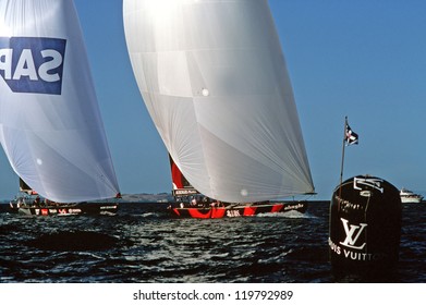 AUC - MARCH 1:Team Alinghi And Team NZ During The Americas Cup Of 2003 On March 01 2003 In Auckland New Zealand.It Was Contested Between Team NZ And The Winner Of The 2003 Louis Vuitton Cup Alinghi