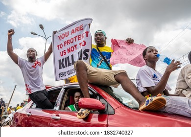 Auchi, Edo/Nigeria - 10 12 2020: Scene From The End Sars Protests That Have Been Going On Around The Country By The Youth To Protest Police Brutality