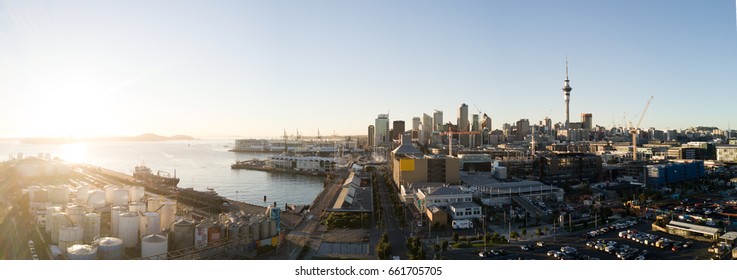 Auckland City Skyline Aerial Panorama