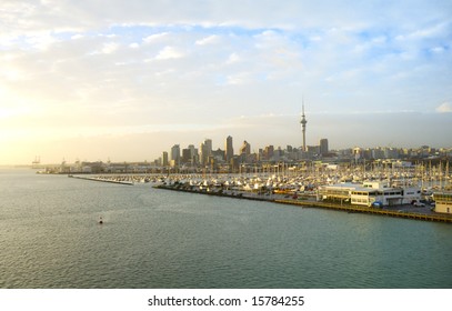 Auckland City At Sunrise Light