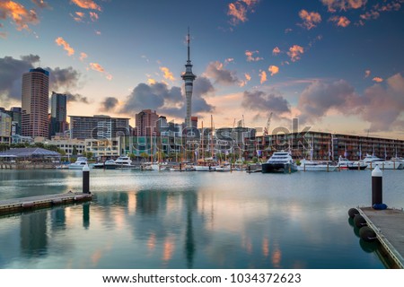 Auckland. Cityscape image of Auckland skyline, New Zealand during sunrise.