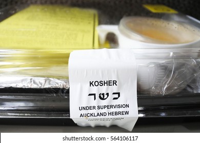 AUCKLAND - DEC 11 2016:Kosher Airline Meal.Kosher Meals Have Become Popular Even Among Non-Jewish Passengers Who Perceive Kosher Foods To Be Cleaner And Healthier.