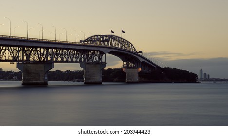 Auckland Harbour Bridge At Dusk