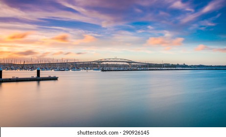 Auckland Harbour Bridge At Sunset