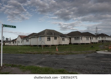 Auckland, Hobsonville, New Zealand - 19/05/14, NZ Defence Force Houses Prepared For Sale And Removal