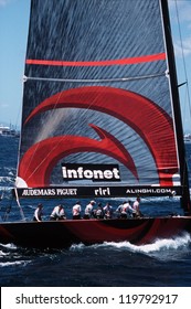 AUCKLAND - MARCH 1 2003:Team Alinghi Yacht Winning The Americas Cup Of 2003 In Auckland New Zealand.It Was Contested Between Team NZ And The Winner Of The 2003 Louis Vuitton Cup Alinghi. 