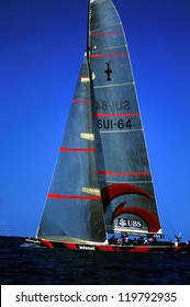 AUCKLAND - MARCH 1 2003:Team Alinghi Yacht Winning The Americas Cup Of 2003 In Auckland New Zealand.It Was Contested Between Team NZ And The Winner Of The 2003 Louis Vuitton Cup Alinghi. 