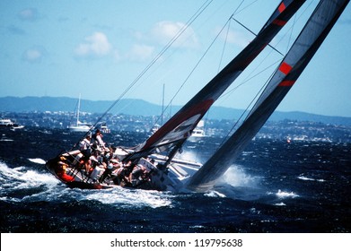 AUCKLAND - MARCH 1 2003:Team Alinghi Yacht Winning The Americas Cup Of 2003 In Auckland New Zealand.It Was Contested Between Team NZ And The Winner Of The 2003 Louis Vuitton Cup Alinghi. 