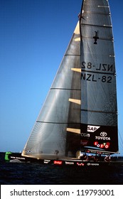 AUCKLAND - MARCH 1:Team NZ Sails It Yacht During The Americas Cup Of 2003 On March 01 2003 In Auckland New Zealand.It Was Contested Between Team NZ And The Winner Of The 2003 Louis Vuitton Cup Alinghi