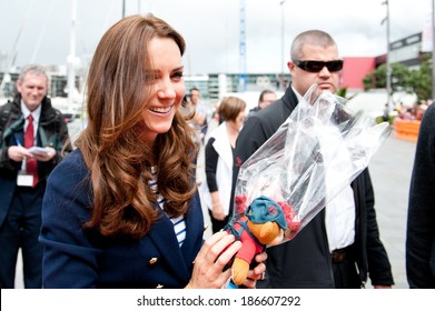 AUCKLAND, NEW ZEALAND - APRIL 11: The Duchess of Cambridge greeting crowds in AucklandÃ¢Â?Â?s Viaduct Harbour as part of the Royal New Zealand tour on April 11, 2014 in Auckland, New Zealand.