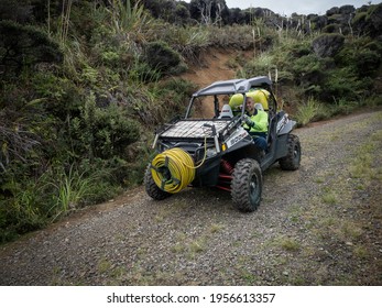 Auckland, New Zealand - April 15, 2021: View Of Polaris Rzr Xp 900 Efi UTV Utility Terrain Vehicle Equipped With Agricultural Pump Sprayer