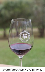 Auckland / New Zealand - February 15 2016: Glass Of Wine From Stoneyridge Vineyard Winery On Waiheke Island