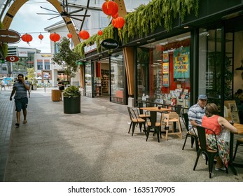 Auckland / New Zealand - February 2 2020: View Of New Shopping Street With Transparent Roof At Botany Town Centre