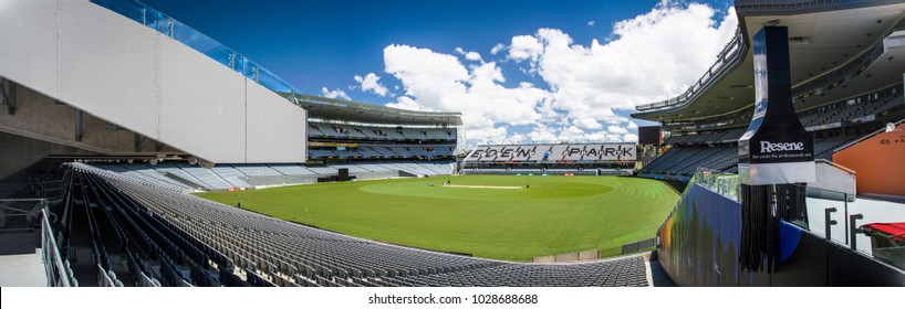 Auckland / New Zealand - Jan 10, 2014 : Panorama Of The Eden Park Stadium Configured For Cricket