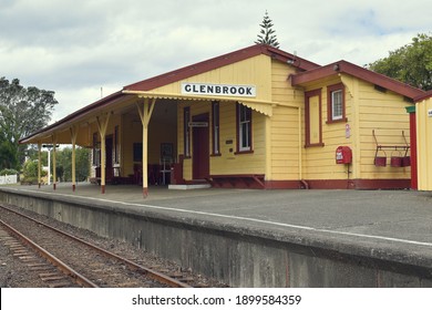 Auckland, New Zealand - January 16, 2021: View Of Glenbrook Vintage Railway Station