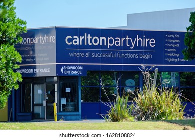 Auckland / New Zealand - January 27 2020: View Of Carlton Party Hire Shop In Henderson. Party, Corporate Function And Event Equipment And Supplies.