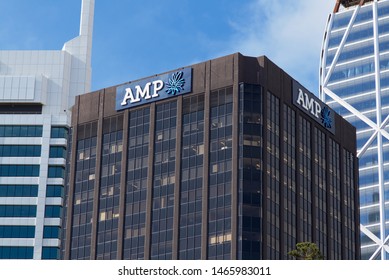 Auckland / New Zealand - July 28 2019: Close-up View Of AMP Building In Auckland Downtown