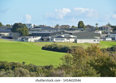 Auckland / New Zealand - June 3 2019:  Remote View Of Macleans College From Park