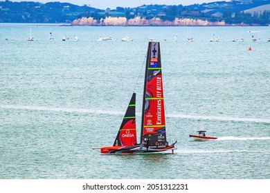 AUCKLAND, NEW ZEALAND - Mar 16, 2021: A Scenic View Team Emirates During 36th Americas Cup In Auckland, New Zealand