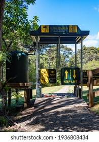 Auckland, New Zealand - March 12, 2021: View Of Kauri Dieback Gate At Karamatura Falls Track, Waitakere Ranges Regional Park