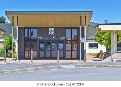 Auckland / New Zealand - March 2 2019: Macleans College Main Building Entrance