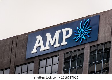 Auckland / New Zealand - October 20 2019: View Of AMP Building Sign In Auckland Downtown