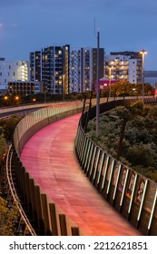 Auckland, New Zealand - October 3, 2022: Nelson Street Cycle Way At Night.