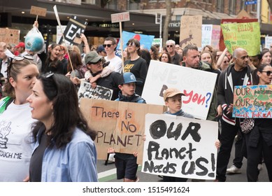 Auckland / New Zealand - September 28 2019: Strike 4 Climate demonstrators and signs, Auckland, New Zealand.
