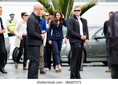 AUCKLAND, NZ - APRIL 11: Duke and Duchess of Cambridge (Prince William and Kate Middleton) visit Auckland's Viaduct Harbour during their New Zealand tour on April 11, 2014 in Auckland, New Zealand.