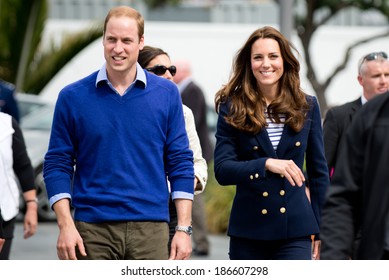 AUCKLAND, NZ - APRIL 11: Duke And Duchess Of Cambridge (Prince William And Kate Middleton) Visit Auckland's Viaduct Harbour During Their New Zealand Tour On April 11, 2014 In Auckland, New Zealand.